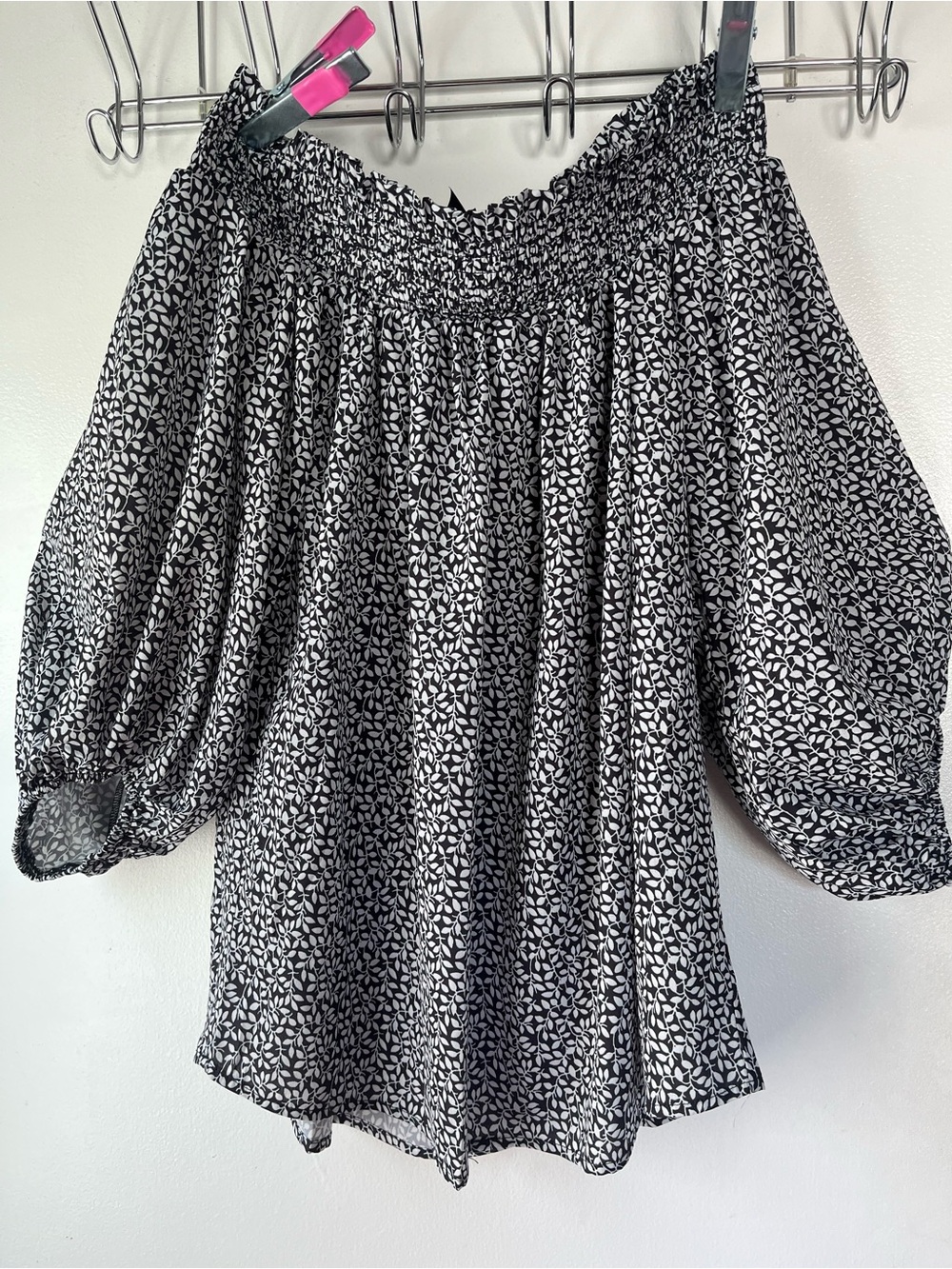 Collection By Cezele Women’s Off Shoulder Peasant Blouse Floral Puff Sleeve
